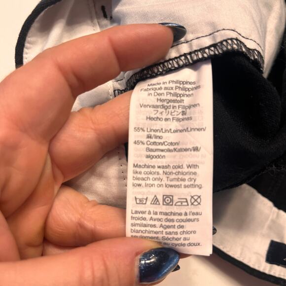 J. Crew Black Scallop Hem Pockets Linen Shorts Size 8 - Picture 6 of 8